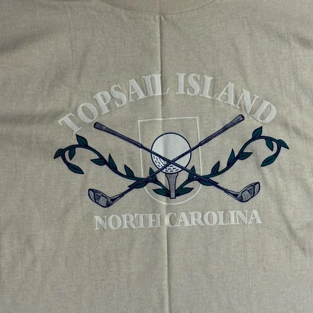 VINTAGE GOLF TOP SAIL ISLAND NC CREAM TEE LARGE NWT - Picture 5 of 8